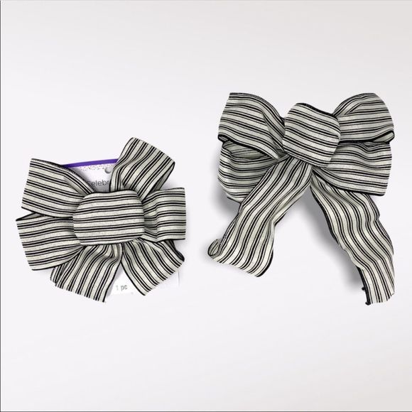 🆕 CELEBRATE IT | Black and White Striped Wired Bows - Picture 1 of 3